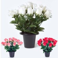 Set of 3 Gypsophila Artificial Flowers in Grave Vases - Multi - image 1