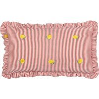 Les Fruites Striped Ruffle Cushion - Lemons / Polyester