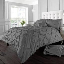 Luxury Alford Duvet Cover and Pillowcase Set - Charcoal / Double - thumbnail 2
