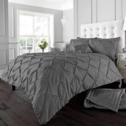Luxury Alford Duvet Cover and Pillowcase Set - Charcoal / Double - thumbnail 3