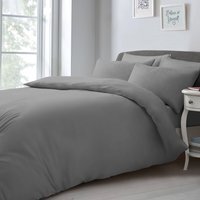 Soft Touch Plain Microfibre Duvet Cover and Pillowcase Set - Grey / Double - image 1