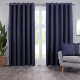 Crofton Eyelet Curtain - Navy / 168cm / 137cm - thumbnail 2