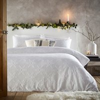 Snowflake Tufted Cotton Duvet Cover Set - White / Single