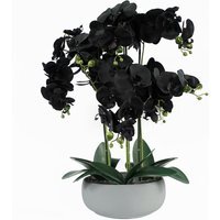 Orchid Artificial Black - White Ceramic Planter - Black / White Planter
