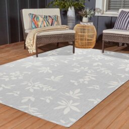 Modern Floral Design Outdoor-Indoor Waterproof Rugs - Silver / 120x170 cm Rectangle - thumbnail 2