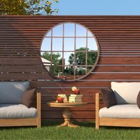 MirrorOutlet Kirkby Metal Round shaped Window Garden Mirror - Bronze - image 1