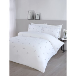 Norah Embroidered Duvet Set - White / Single - thumbnail 2