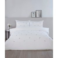 Norah Embroidered Duvet Set - White / Single