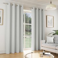 Pair of Tokyo Grey Velvet Embossed Eyelet Thermal Room Darkening Curtains - Grey / 183cm / 117cm - image 1