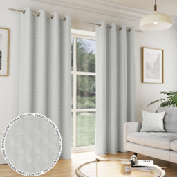 Pair of Tokyo Grey Velvet Embossed Eyelet Thermal Room Darkening Curtains - Grey / 183cm / 117cm - thumbnail 2