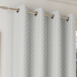 Pair of Tokyo Grey Velvet Embossed Eyelet Thermal Room Darkening Curtains - Grey / 183cm / 117cm - thumbnail 3