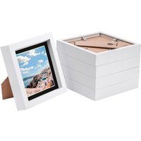 "6"" x 6"" White 3D Box Photo Frame - 4"" x 4"" Mount - Pack of 5 - White/Black" - image 1