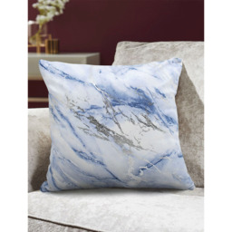 Stunning Metallic printed Marble Cushion - Blue - thumbnail 2