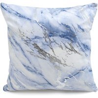 Stunning Metallic printed Marble Cushion - Blue - thumbnail 1
