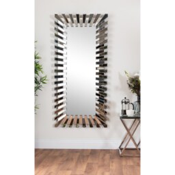 Starburst Large Rectangular Full Length Modern Mirror - Silver - thumbnail 2