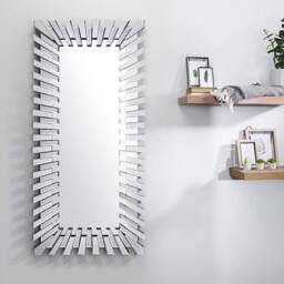 Starburst Large Rectangular Full Length Modern Mirror - Silver - thumbnail 3