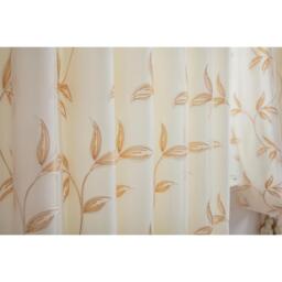 Leaf Embroidered Tulle Voile Curtains Pencil Pleat - Gold / 137cm / 147cm - thumbnail 3