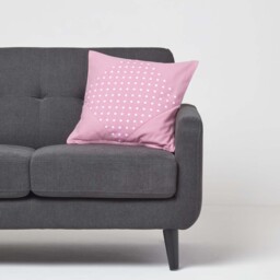 Homescapes Cotton Plain and Polka Dots Cushion Cover - Pink / 45cm - thumbnail 2
