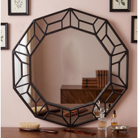 Decagonal Wall Plastic Geometric Framed Mirror 61 X 57.8 X 2 Cm - Blacky