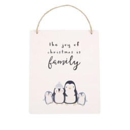 Joy Of Christmas Penguin Family Hanging Sign - White - thumbnail 3