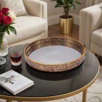 Round Sunburst Decorative Tray - Bronze
