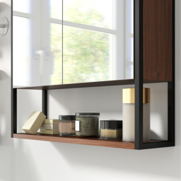 HOMCOM Bathroom Mirror Cabinet with Soft-Close Doors  - Natural Wood Finish - thumbnail 2