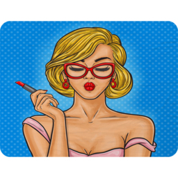 Pop Art Illustration Woman Paints Her Lips Blanket - Blue - thumbnail 2