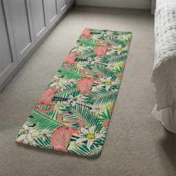 Abstract Flamingos with palm leaves Designer Runner Rug - Green - thumbnail 4