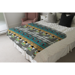 Tribal Art Egyptian Vintage Ethnic Silhouettes Blanket - Green - thumbnail 4