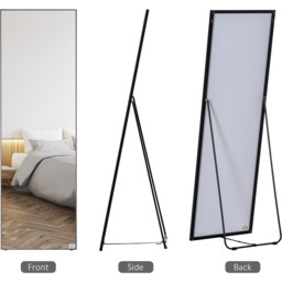 HOMCOM Full Length Floor Standing or Wall Mount Dressing Mirror - Black - thumbnail 3