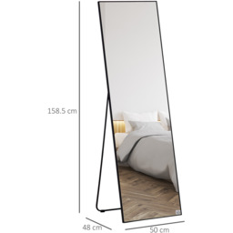 HOMCOM Full Length Floor Standing or Wall Mount Dressing Mirror - Black - thumbnail 2