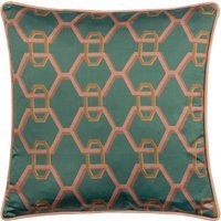 Carnaby Chain Geometric Satin Cushion - Teal - image 1