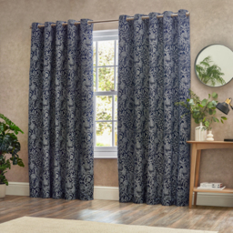 Bali Jacquard Eyelet Curtain Pair - Midnight / 183cm / 229cm - thumbnail 3
