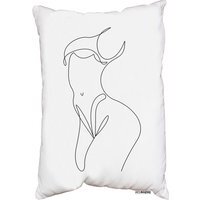 Line Art Of Femail Body Outdoor Cushion - White - image 1