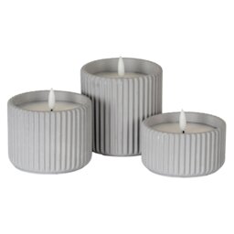 Luxe Collection Natural Glow Chalk Ribbed Large LED Candle - White - thumbnail 2