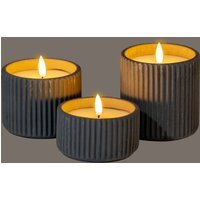 Luxe Collection Natural Glow Chalk Ribbed Large LED Candle - White