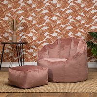 icon Sirena Velvet Accent Chair Bean Bag with Footstool - Dawn Pink - thumbnail 1