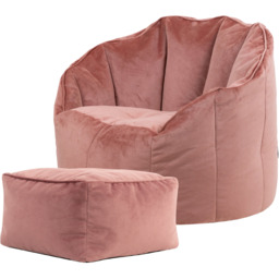 icon Sirena Velvet Accent Chair Bean Bag with Footstool - Dawn Pink - thumbnail 4