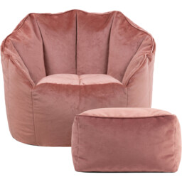 icon Sirena Velvet Accent Chair Bean Bag with Footstool - Dawn Pink - thumbnail 2