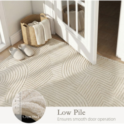 HOMCOM Modern Geometric Rug, Thick Plush, Non-Slip - Cream / 200cm - thumbnail 5