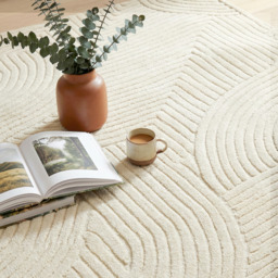HOMCOM Modern Geometric Rug, Thick Plush, Non-Slip - Cream / 200cm - thumbnail 2