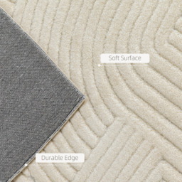 HOMCOM Modern Geometric Rug, Thick Plush, Non-Slip - Cream / 200cm - thumbnail 4