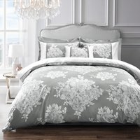 Luxury Jacquard Ascot Silver Duvet Cover and Pillowcase Set - Silver / Single - image 1