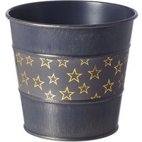 Gold Star Lined Tin Pot  - H11.5 x W13 cm / 13cm