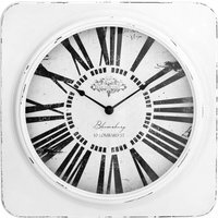 Cheston White Antique Finish Wall Clock - White