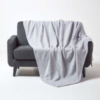 Homescapes Cotton Halden Chevron Throw - Grey / 200cm - thumbnail 1
