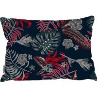 Vintage Tropical Pattern With Exotic Palm Leaves And Flowers Cushion - Red