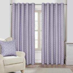 Geometric Jacquard Blackout Eyelet Curtain Pair - Soft Pink / 182cm / 228cm - thumbnail 3