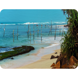 Fishermen On The Ocean Coast Of Sri Lanka Blanket - Blue - thumbnail 2