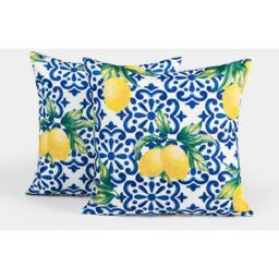Pack Of Outdoor Lemon Filled Cushions - Blue / 2 - thumbnail 5